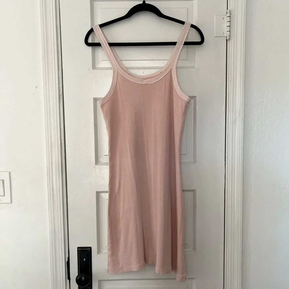 70s/80s Vintage Pink Cotton Slip Dress USA Made - Picture 4 of 7